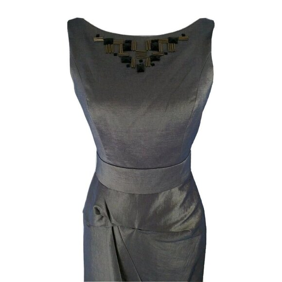 Max And Cleo ~Woman Size 4~Silver/Gold Cocktail/Party Dress Sleeveless Stretch. - Picture 5 of 10